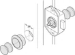 229.03.420 Häfele Műanyag Rozetta Push-Lock Zárakhoz 19mm Ajtóvastagsághoz Matt Krómozott