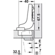 BLUM 71B97050 Clip-Top BLUMOTION Közé záródó Vastagajtó Kivetőpánt 95°, csavaros 