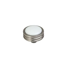 BÚTORFOGANTYÚ P49 GOMB - 34mm ANTIK NIKKEL-FÉNYES FEHÉR