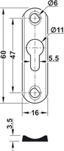 271.52.003 Bútorösszehúzó lemez 16x60x3,5mm fém