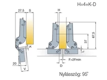 BÚTORPÁNT TITUS 707.0ZL0.054.00 T-TYPE FÉLIG  RÁÜTŐDŐ MAX. 35MM-ES AJTÓHOZ NIKKEL