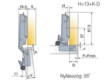 BÚTORPÁNT TITUS 708.0XS0.054.00 T-TYPE GLISSANDO RÁÜTŐDŐ MAX. 35MM-ES AJTÓHOZ NIKKEL