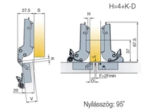 BÚTORPÁNT TITUS 708.0ZS0.054.00 T-TYPE GLISSANDO FÉLIG RÁÜTŐDŐ MAX. 35MM-ES AJTÓHOZ NIKKEL