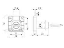 BÚTORZÁR HB LOCKS HB-01 KISFIÓKZÁR SZÖGLETES NIKKEL