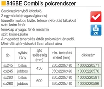 Forest BELSŐ FÉMRÁCS 846BE/DX60CB JOBBOS 600mm KRÓM-FEHÉR - 10006220586