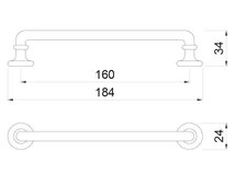 BÚTORFOGANTYÚ WMN839 - 160mm (184x24x34mm) MATT FEKETE