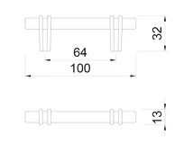 BÚTORFOGANTYÚ WMN853 - 64mm (100x13x32mm) MATT FEKETE