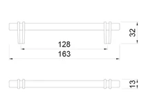 BÚTORFOGANTYÚ WMN853 - 128mm (163x13x32mm) MATT FEKETE