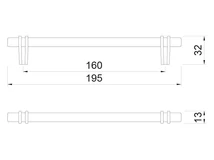 BÚTORFOGANTYÚ WMN853 - 160mm (195x13x32mm) MATT FEKETE