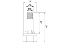 FÉM SZINTEZŐ LÁB 43112 M6×24 mm HÜVELYES FÉM-MŰANYAG