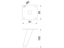 FÉM DESIGN LÁB 19612 DÖNTÖTT KÚPOS 100mm MATT FEKETE