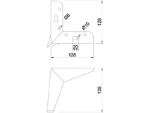 FÉM DESIGN LÁB 19555 DÖNTÖTT SZÖGLETES 130mm MATT FEKETE