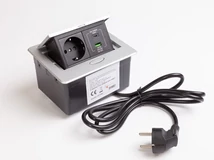 IRODABÚTOR TARTOZÉKOK KONNEKTOR ELOSZTÓ MODULBOX MINI - 1×230V + 2xUSB ALUMINIUM