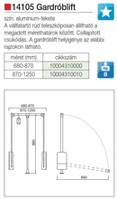 Forest GARDRÓBLIFT 14105.003 870-1250 mm KRÓM-FEKETE - 10004310010