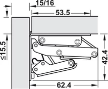 356.36.602 Kivetőpánt CH300 fúrás nélküli felnyíló