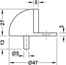 937.55.124 Ajtó ütköző Startec matt króm 45mm