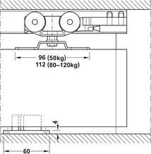 940.42.064 Tolóajtó vasalat Slido Classic 50kg 50-P &amp;gt;500mm