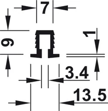 404.14.313 Tolóajtó sín 3m fehér műanyag