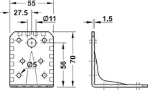 070.00.920 Sarokvas 70x70x55mm/1,5mm