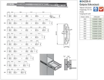 Forest GOLYÓS FIÓKCSÚSZÓ 04228-X 45mm TELJESEN KIHÚZHATÓ 600mm TEHERB: 35kg CINK - 10006612306