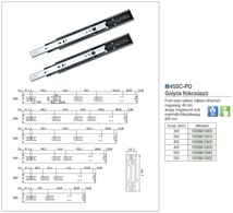 Forest GOLYÓS FIÓKCSÚSZÓ 45SC-PO 45mm PUSH-OPEN 550mm TEHERB.:20kg ACÉL - 10006612850