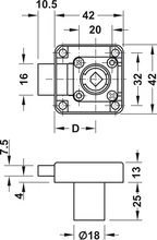 232.37.624 Bútorzár rugónyelves zárház Symo 3000 18/22mm