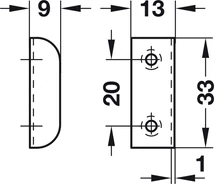 239.40.703 Bútorzár ellenlemez 33x9mm nikkel