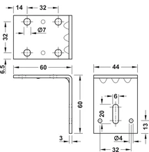 260.25.980 Sarokvas 60x60x44mm