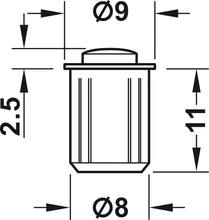 356.19.940 Ajtó koppanás gátló, befúrós d=8mm szürke