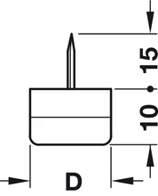 650.04.159 Csúsztató szeg, gumival 15mm