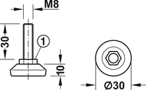 651.00.012 Állítóláb M8x30 mm