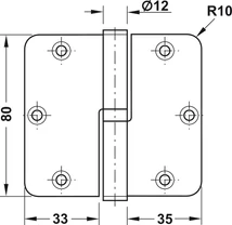 926.20.203 Ajtópánt rozsdamentes matt 80x82mm jobbos