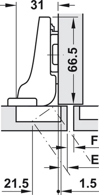 BLUM 71B3650 Clip-Top BLUMOTION Félig Ráütődő Kivetőpánt 110°, csavaros 