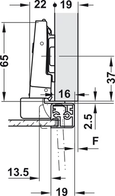 BLUM 71B950A Clip-Top BLUMOTION Aluminium Keret Ráütődő Kivetőpánt 95°, csavaros