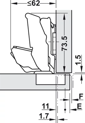 BLUM 71B7550.D Clip-Top BLUMOTION Vastagajtó Ráütődő Kivetőpánt 125°, csavaros