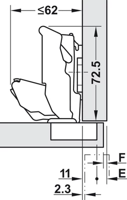 BLUM 71B7550 Clip-Top BLUMOTION Ráütődő Kivetőpánt 155°, csavaros
