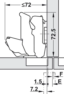 BLUM 71B7650 Clip-Top BLUMOTION Félig Ráütődő Kivetőpánt 155°, csavaros
