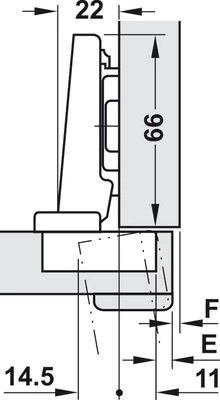 BLUM 71B9550 Clip-Top BLUMOTION Ráütődő Vastagajtó Kivetőpánt 95°, csavaros 
