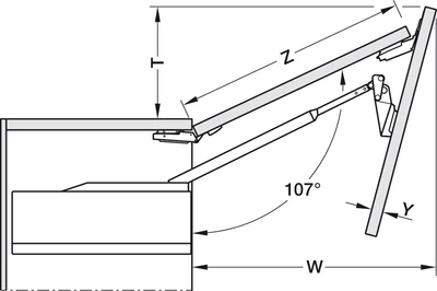 BLUM 22F2500 AVENTOS HF-TOP felnyíló vasalat, teljesítményfaktor: 2700-13500, gyenge