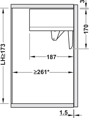 BLUM 22K2700T Aventos HK-TOP erőhordozó Tip-On erős 1730-5200