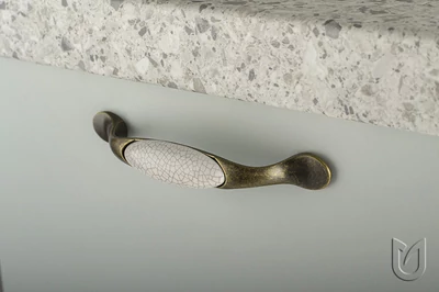 TULIP Gomb Gipa óarany/fehér porcelán + csavarok