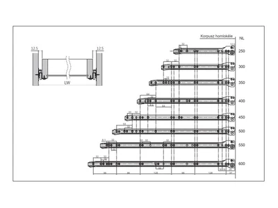 GÖRGŐS FIÓKCSÚSZÓ 02101 PLUS 450 mm FEHÉR
