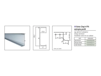 GOLA PROFILRENDSZER 80/G38.AL07 PROFIL 4200x48,2x17mm ALUMÍNIUM