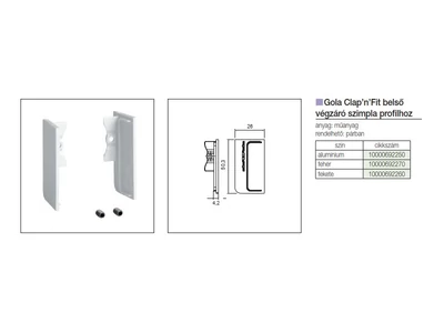 GOLA PROFILRENDSZER 81/G38.AT3 VRN BELSŐ VÉGZÁRÓ FEHÉR