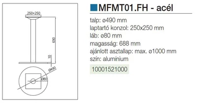 Forest BISZTRÓ ASZTALLÁB MFMT01.FH CSÖ:80mm
