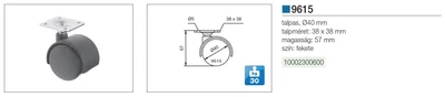 BELTÉRI BÚTORGÖRGŐ 9615 TALPAS 40mm  30kg FEKETE
