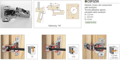 Forest BÚTORPÁNT SALICE CSP3Z99 RÁÜTÖDÖ PILLÉRPÁNT ÉLRE SZERELHETŐ NORMÁL NIKKEL - 10002701810