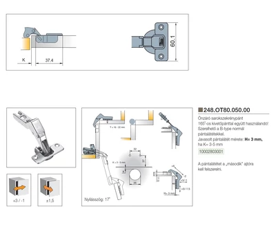 BÚTORPÁNT TITUS 248.OT80.05 SAROKSZEKRÉNYPÁNT NORMÁL NIKKEL