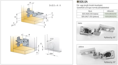 BÚTORPÁNT TITUS 926.0A26 LENYÍLÓ AJTÓPÁNT BALOS NIKKEL