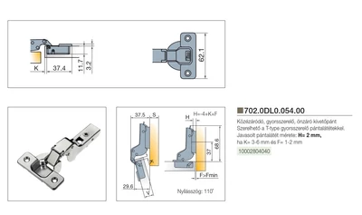 BÚTORPÁNT TITUS 702.0DL0.054.00 T-TYPE KLIPPES KÖZÉZÁRÓDÓ NIKKEL